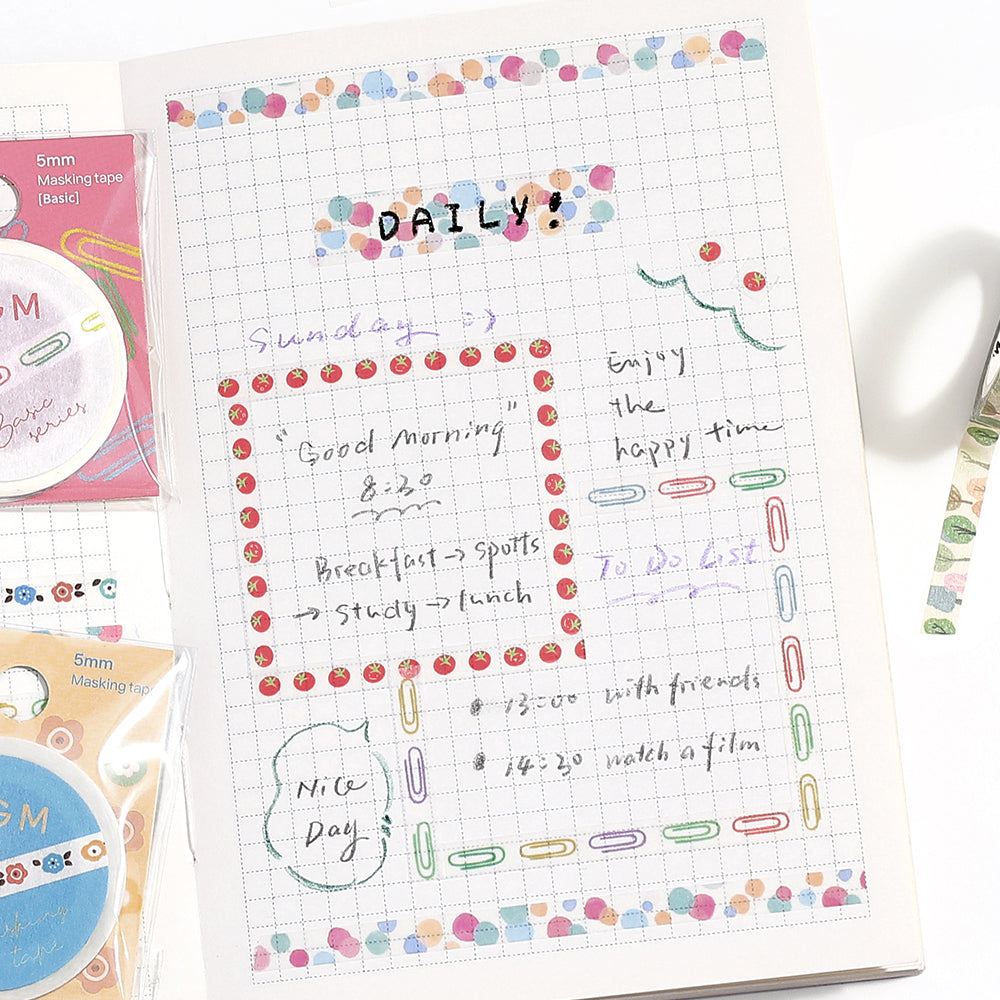 BGM Foil Stamping Masking Tape: Life in Colorful Polka Dots — BGM washi tape — decorative Japanese paper tape for journaling and craft, at Cityluxe Singapore