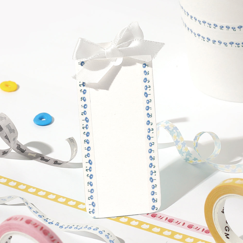 BGM Foil Stamping Masking Tape: Life in Little Blue Flowers — BGM washi tape — decorative Japanese paper tape for journaling and craft, at Cityluxe Singapore