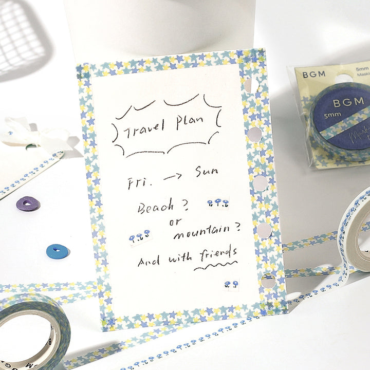 BGM Foil Stamping Masking Tape: Life in Star Dreams — BGM washi tape — decorative Japanese paper tape for journaling and craft, at Cityluxe Singapore