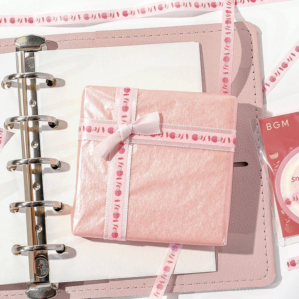 BGM Foil Stamping Masking Tape: Life in Peeled Apples — BGM washi tape — decorative Japanese paper tape for journaling and craft, at Cityluxe Singapore