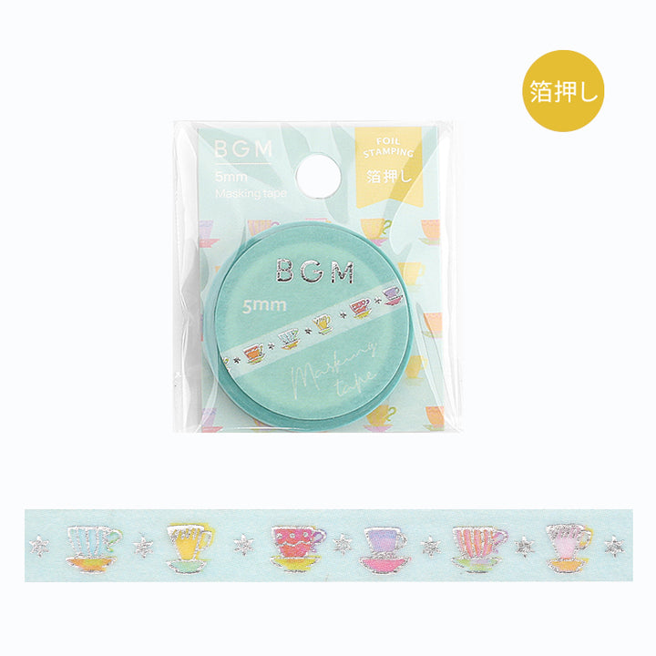 BGM Foil Stamping Masking Tape in Tea Time — BGM masking tape — decorative paper tape for journaling and scrapbooking, at Cityluxe Singapore
