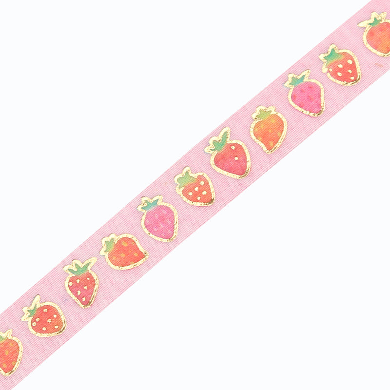 BGM Foil Stamping Masking Tape in Strawberry in Love — BGM masking tape — decorative paper tape for journaling and scrapbooking, at Cityluxe Singapore