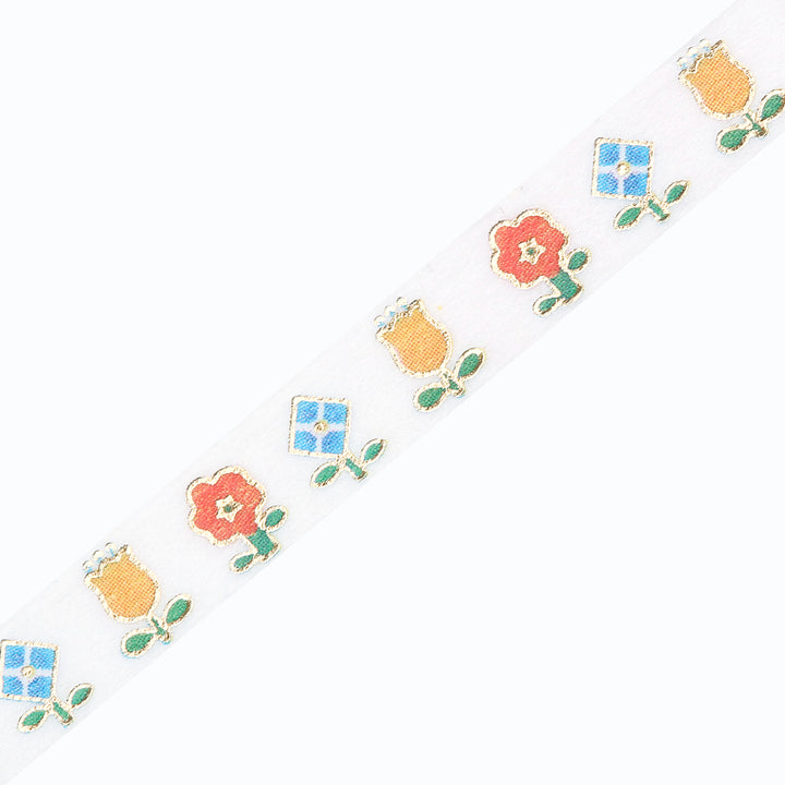 BGM Foil Stamping Masking Tape in Small Flowers — BGM masking tape — decorative paper tape for journaling and scrapbooking, at Cityluxe Singapore