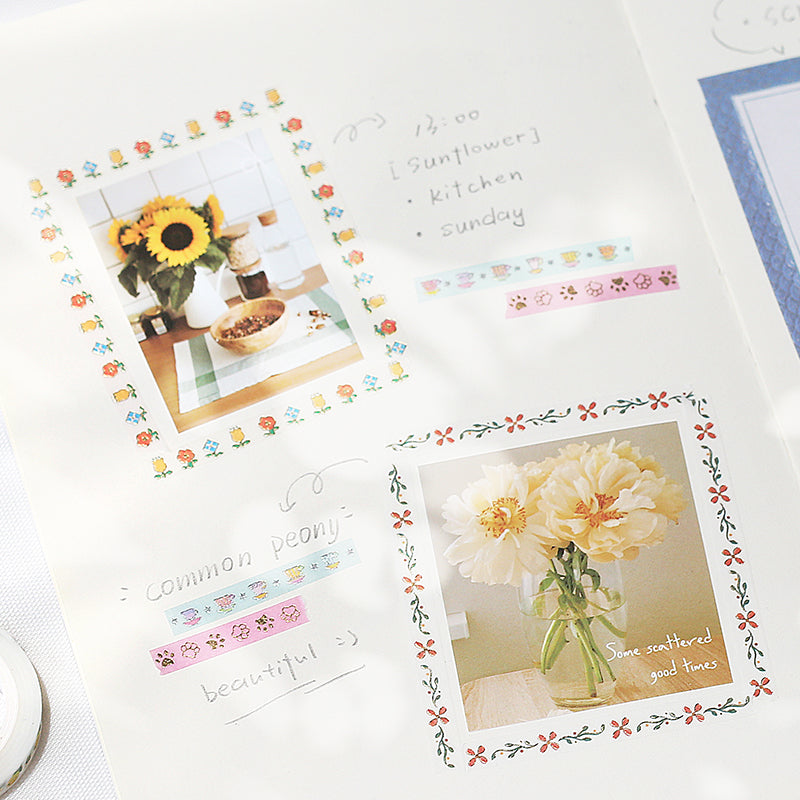 BGM Foil Stamping Masking Tape in Small Flowers — BGM masking tape — decorative paper tape for journaling and scrapbooking, at Cityluxe Singapore