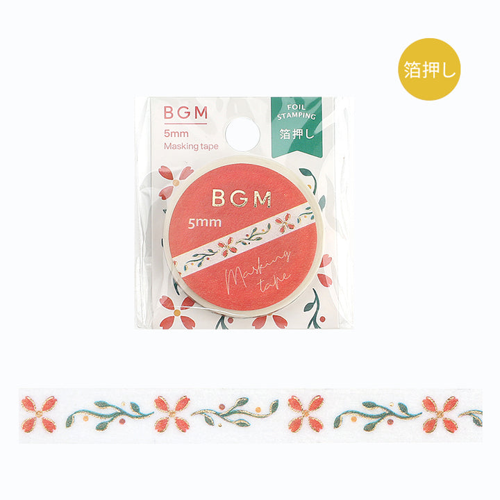 BGM Foil Stamping Masking Tape in Retro Pattern — BGM masking tape — decorative paper tape for journaling and scrapbooking, at Cityluxe Singapore