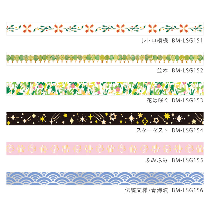 BGM Foil Stamping Masking Tape in Retro Pattern — BGM masking tape — decorative paper tape for journaling and scrapbooking, at Cityluxe Singapore