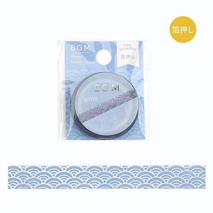 BGM Foil Stamping Masking Tape in Traditional Pattern / Seigaiha — BGM masking tape — decorative paper tape for journaling and scrapbooking, at Cityluxe Singapore