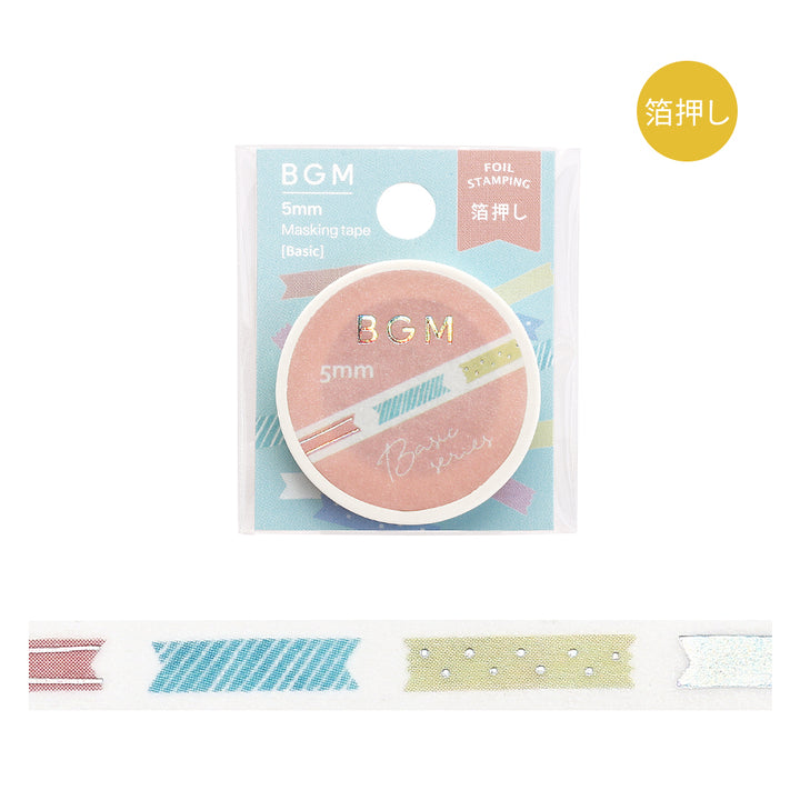 BGM Foil Stamping Masking Tape: Life in Ribbon Index — BGM washi tape — decorative Japanese paper tape for journaling and craft, at Cityluxe Singapore