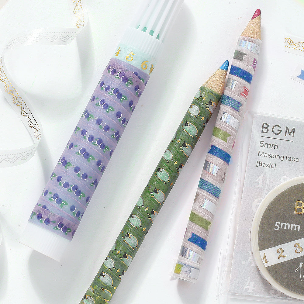 BGM Foil Stamping Masking Tape: Life in Ribbon Index — BGM washi tape — decorative Japanese paper tape for journaling and craft, at Cityluxe Singapore