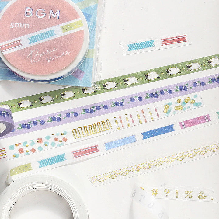 BGM Foil Stamping Masking Tape: Life in Ribbon Index — BGM washi tape — decorative Japanese paper tape for journaling and craft, at Cityluxe Singapore