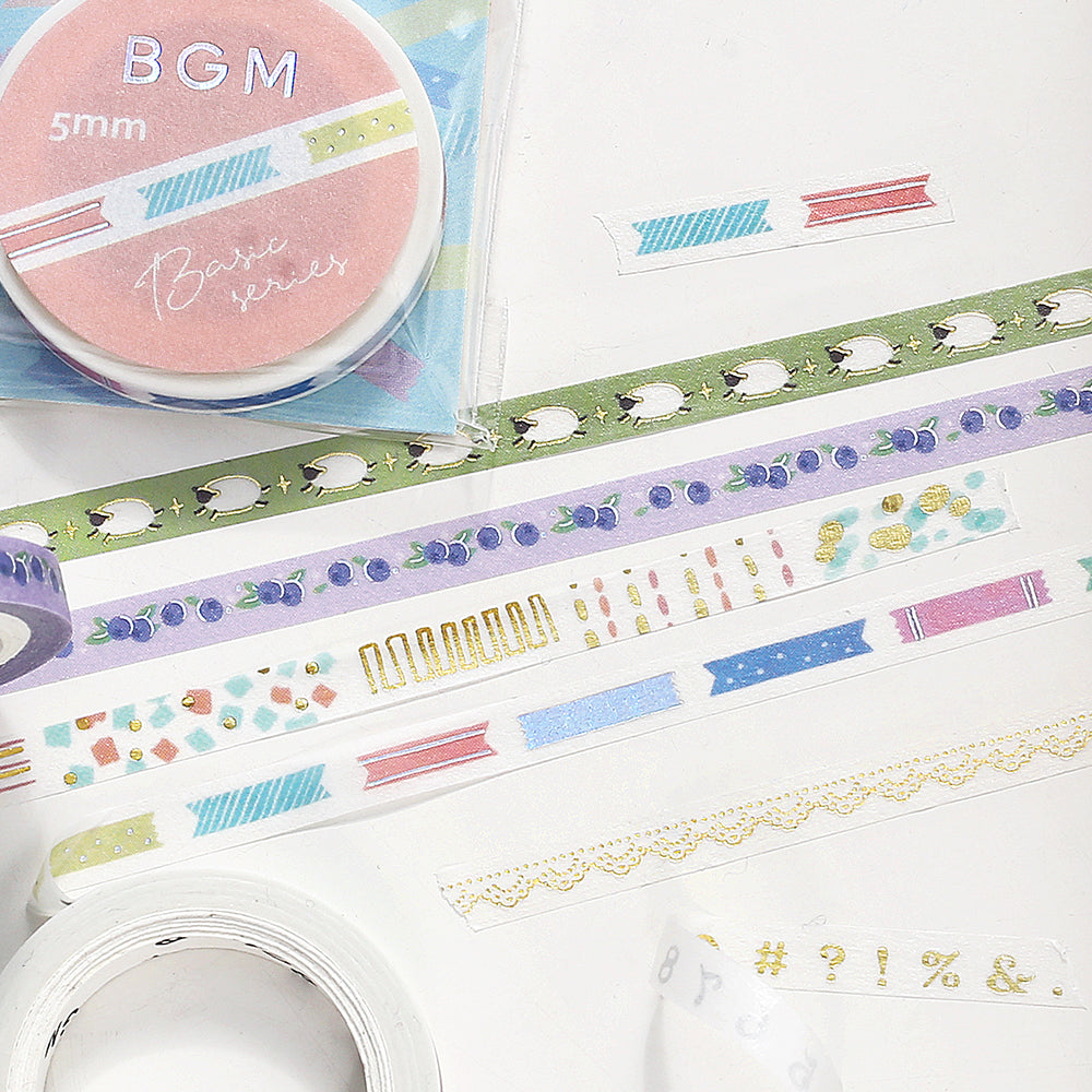 BGM Foil Stamping Masking Tape: Life in Blueberry — BGM washi tape — decorative Japanese paper tape for journaling and craft, at Cityluxe Singapore