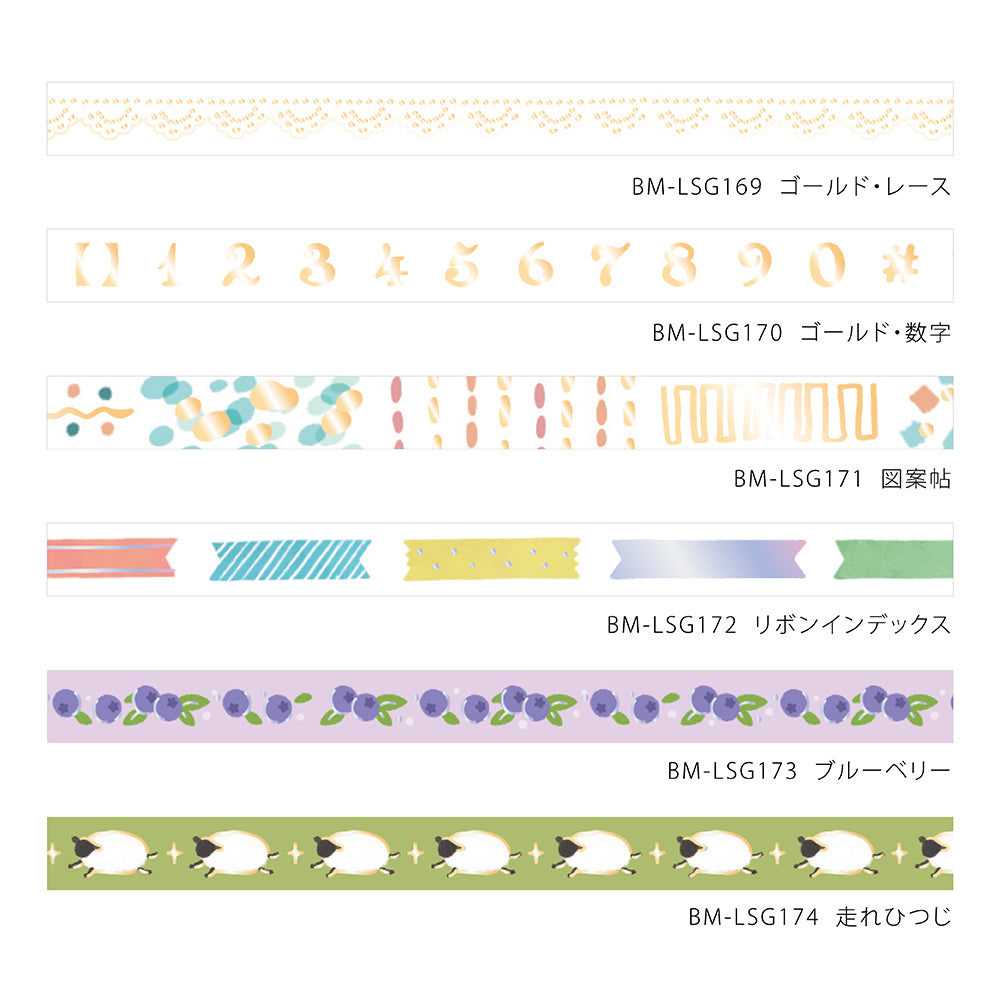 BGM Foil Stamping Masking Tape: Life in Blueberry — BGM washi tape — decorative Japanese paper tape for journaling and craft, at Cityluxe Singapore