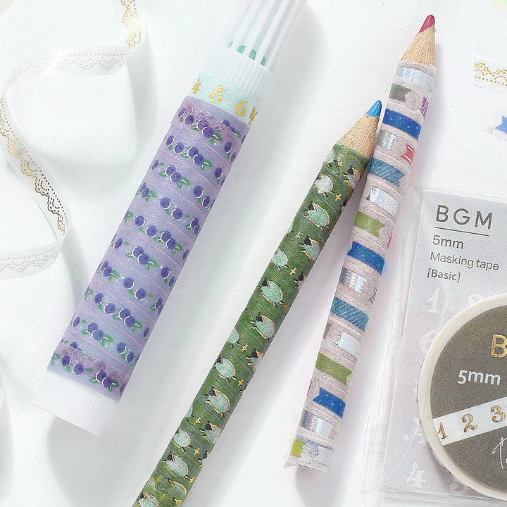 BGM Foil Stamping Masking Tape: Life in Running Sheep — BGM washi tape — decorative Japanese paper tape for journaling and craft, at Cityluxe Singapore