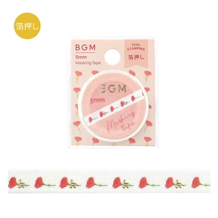 BGM Foil Stamping Masking Tape: Life in Flowers to Give — BGM washi tape — decorative Japanese paper tape for journaling and craft, at Cityluxe Singapore