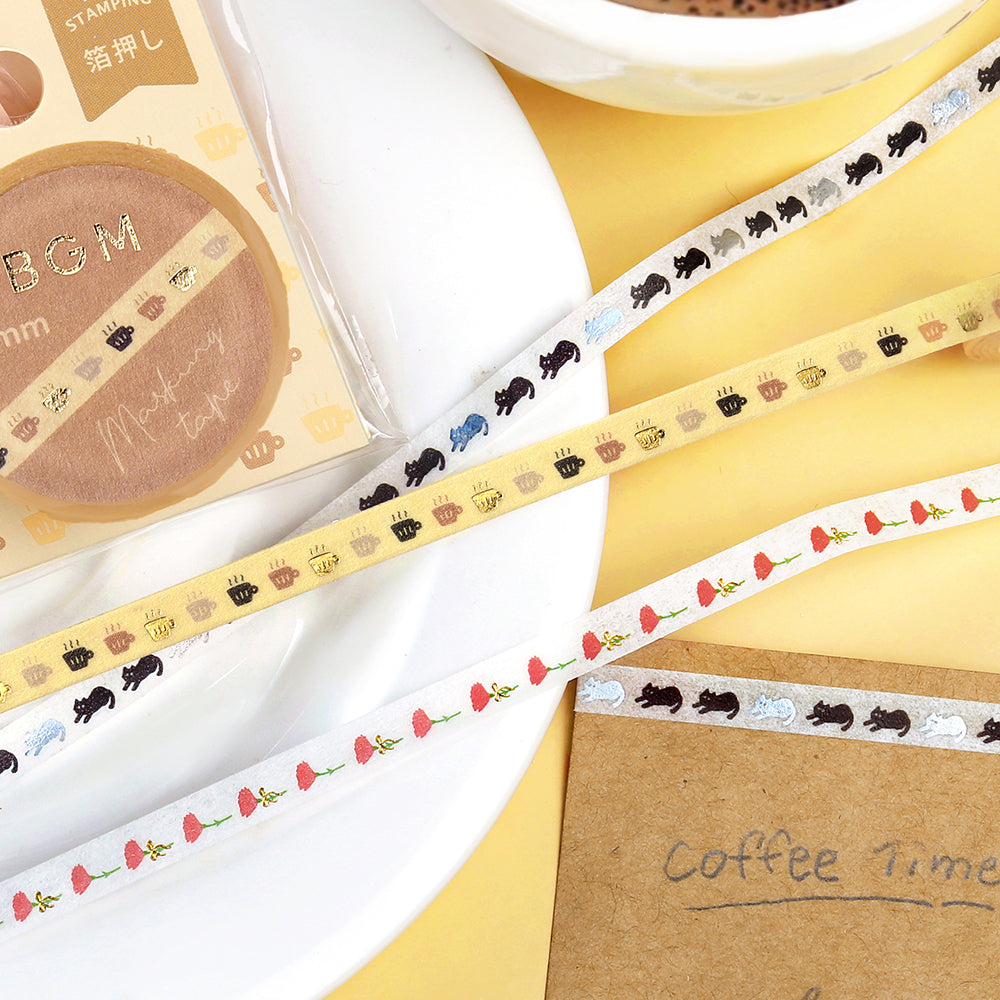 BGM Foil Stamping Masking Tape: Life in Flowers to Give — BGM washi tape — decorative Japanese paper tape for journaling and craft, at Cityluxe Singapore