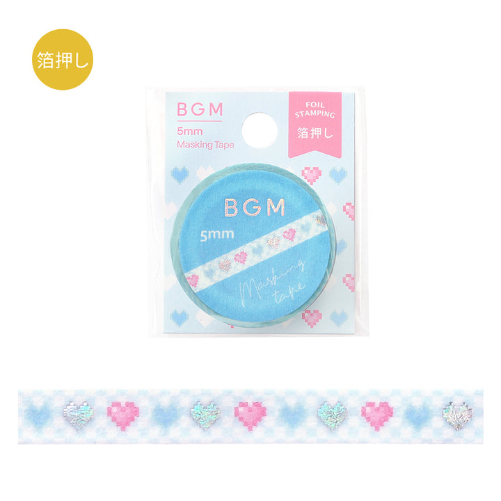 BGM Foil Stamping Masking Tape: Life in Pounding Heart — BGM washi tape — decorative Japanese paper tape for journaling and craft, at Cityluxe Singapore