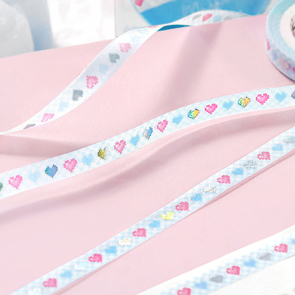 BGM Foil Stamping Masking Tape: Life in Pounding Heart — BGM washi tape — decorative Japanese paper tape for journaling and craft, at Cityluxe Singapore
