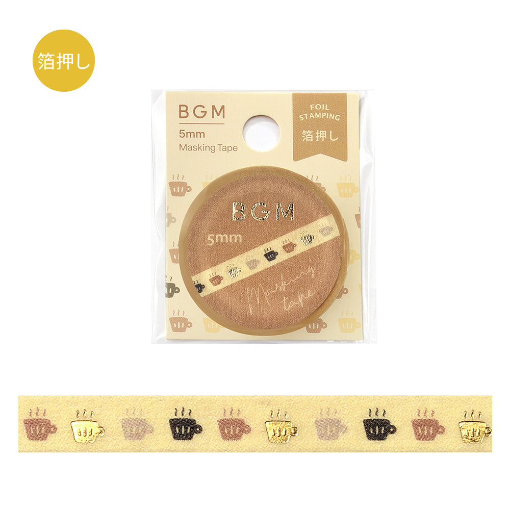 BGM Foil Stamping Masking Tape: Life in Tea Time — BGM washi tape — decorative Japanese paper tape for journaling and craft, at Cityluxe Singapore
