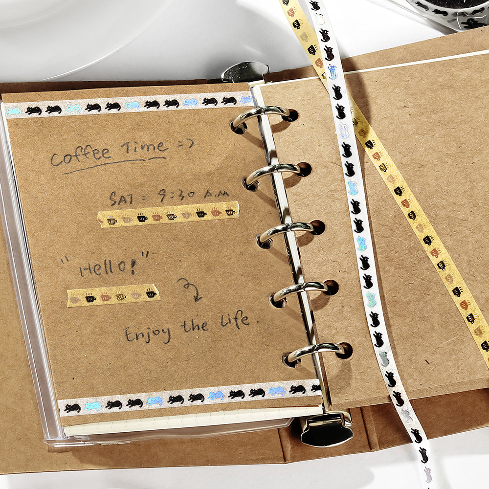 BGM Foil Stamping Masking Tape: Life in Tea Time — BGM washi tape — decorative Japanese paper tape for journaling and craft, at Cityluxe Singapore