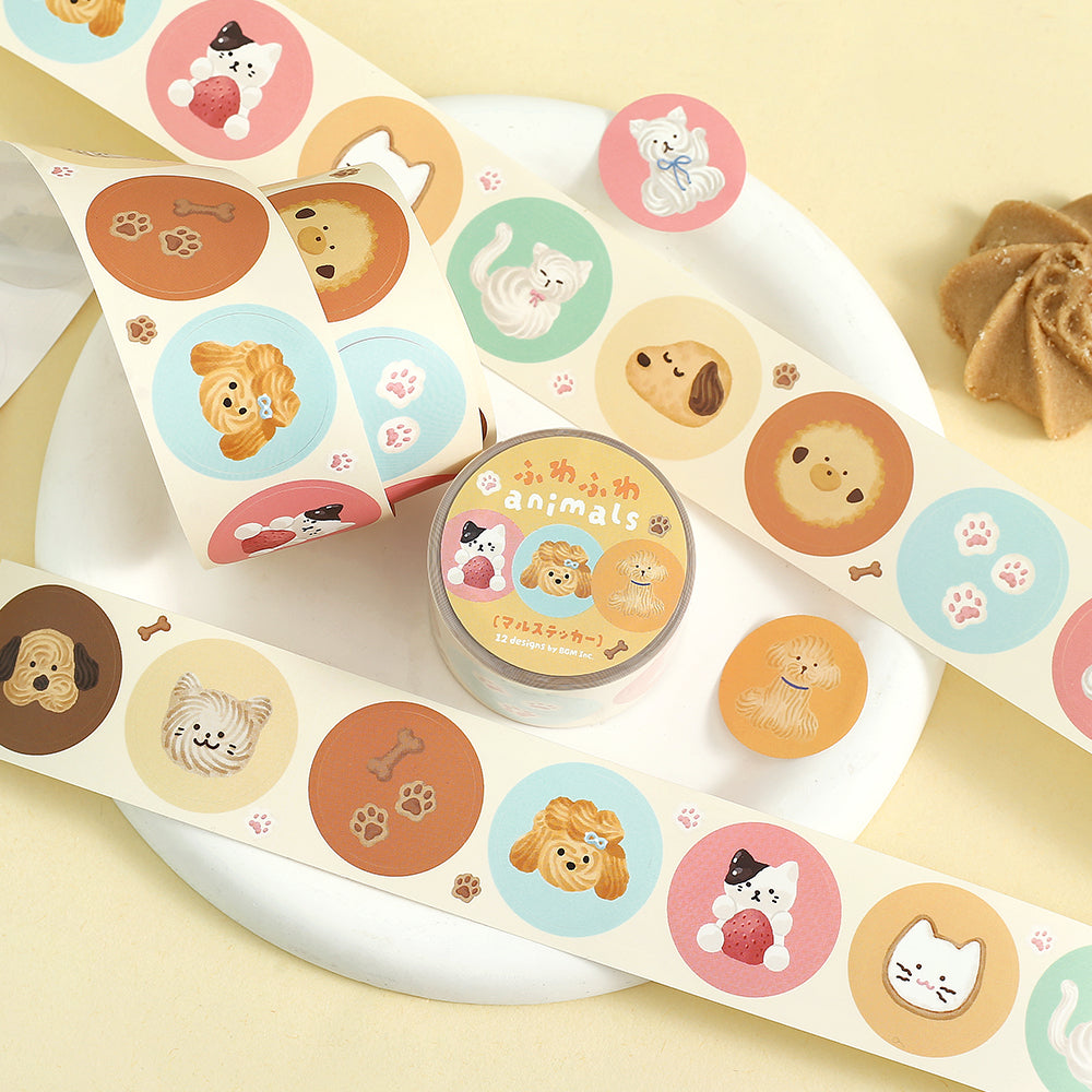 BGM Roll Sticker: Fluffy Animals — BGM washi roll sticker — decorative tape sticker for planners and journaling, at Cityluxe Singapore