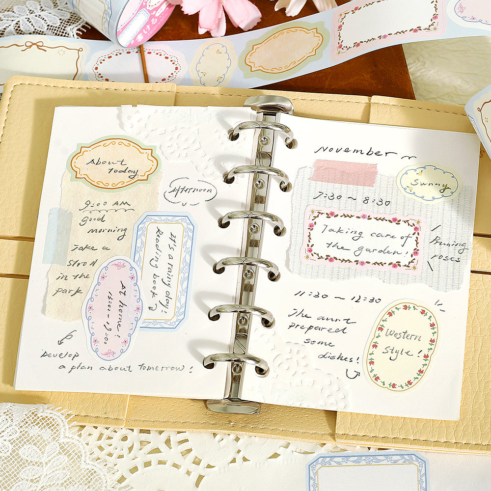 BGM Roll Sticker: Writable - Flower Frame — with packaging