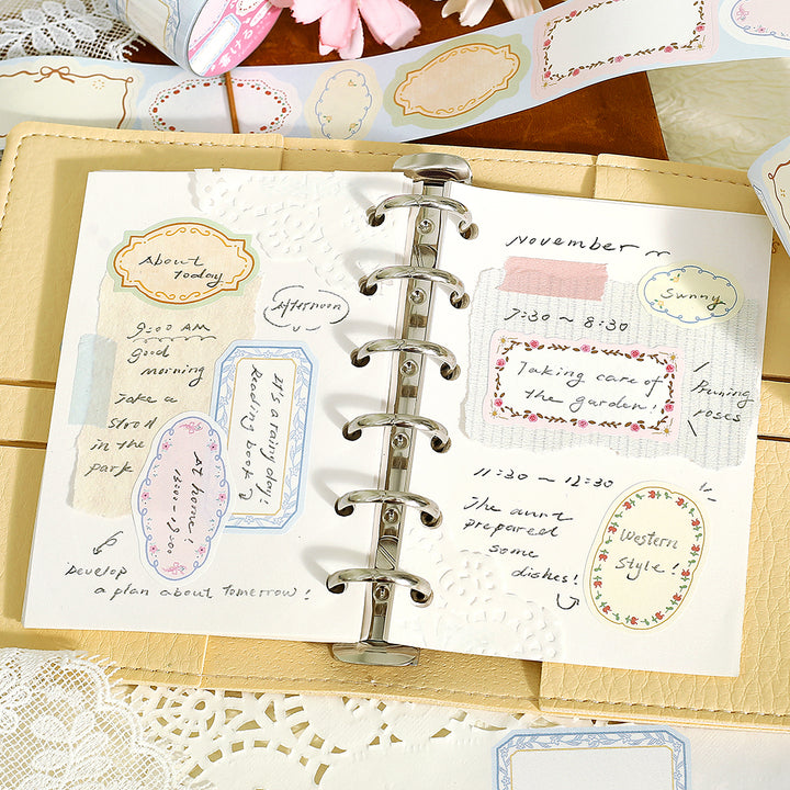 BGM Roll Sticker: Writable - Flower Frame — with packaging