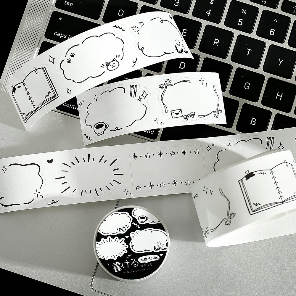 BGM Roll Sticker: Writable in Sketch — BGM washi roll sticker — decorative tape sticker for planners and journaling, at Cityluxe Singapore