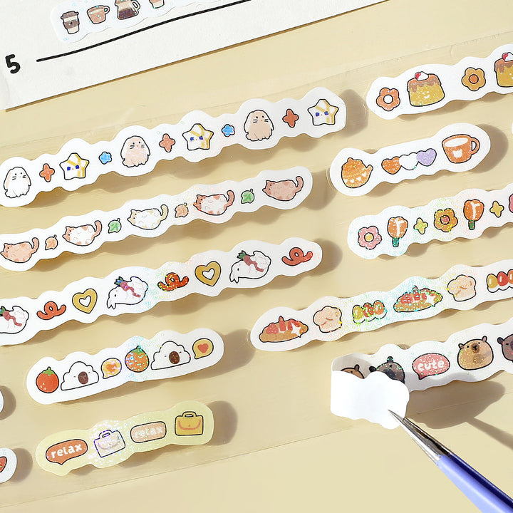 BGM Roll Sticker: Mini Linea in Orange — BGM washi roll sticker — decorative tape sticker for planners and journaling, at Cityluxe Singapore