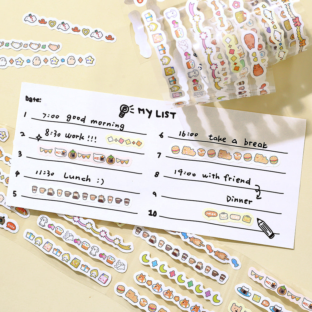 BGM Roll Sticker: Mini Linea in Orange — BGM washi roll sticker — decorative tape sticker for planners and journaling, at Cityluxe Singapore