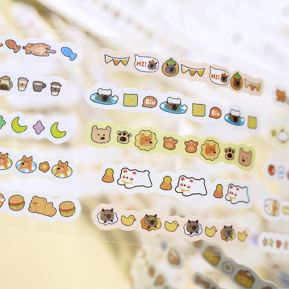 BGM Roll Sticker: Mini Linea in Orange — BGM washi roll sticker — decorative tape sticker for planners and journaling, at Cityluxe Singapore