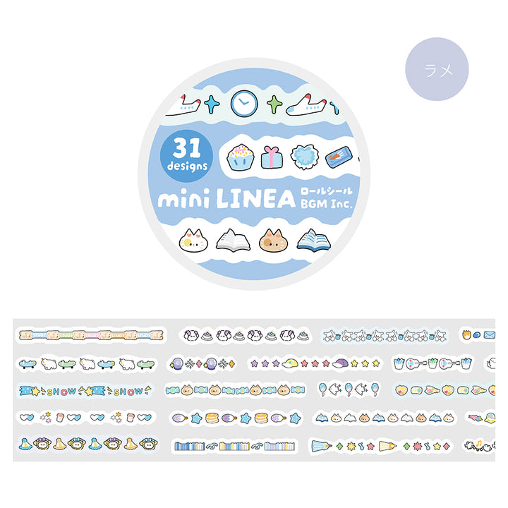 BGM Roll Sticker: Mini Linea in Pale Blue — BGM washi roll sticker — decorative tape sticker for planners and journaling, at Cityluxe Singapore