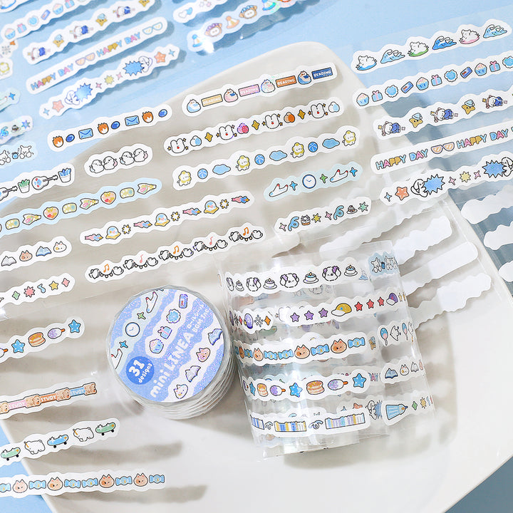 BGM Roll Sticker: Mini Linea in Pale Blue — BGM washi roll sticker — decorative tape sticker for planners and journaling, at Cityluxe Singapore