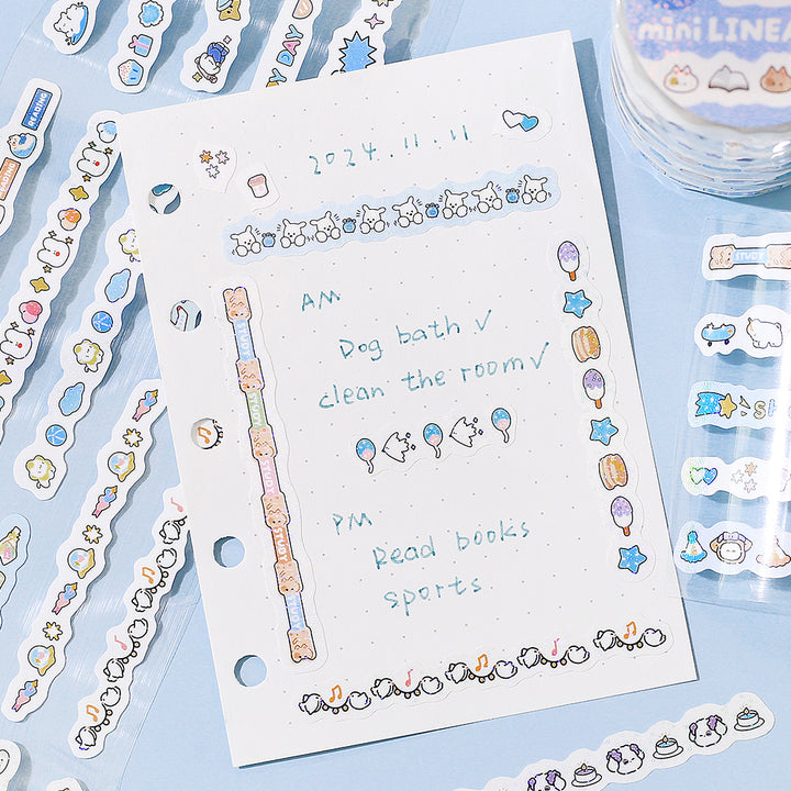 BGM Roll Sticker: Mini Linea in Pale Blue — BGM washi roll sticker — decorative tape sticker for planners and journaling, at Cityluxe Singapore