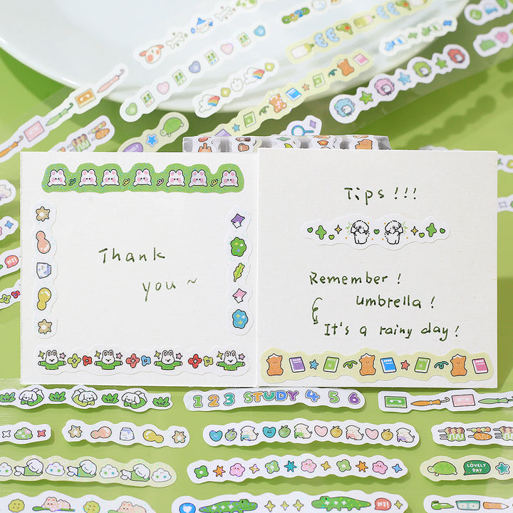 BGM Roll Sticker: Mini Linea in Green — BGM washi roll sticker — decorative tape sticker for planners and journaling, at Cityluxe Singapore