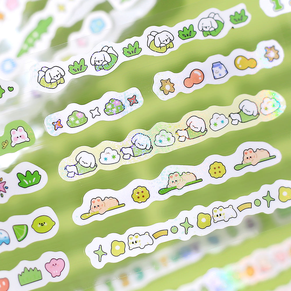BGM Roll Sticker: Mini Linea in Green — BGM washi roll sticker — decorative tape sticker for planners and journaling, at Cityluxe Singapore