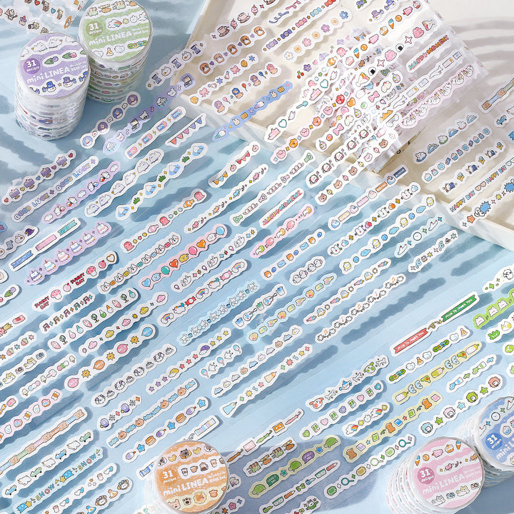 BGM Roll Sticker: Mini Linea in Green — BGM washi roll sticker — decorative tape sticker for planners and journaling, at Cityluxe Singapore