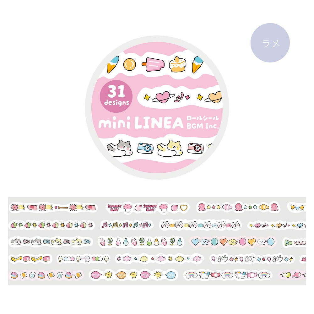 BGM Roll Sticker: Mini Linea in Rose Pink — BGM washi roll sticker — decorative tape sticker for planners and journaling, at Cityluxe Singapore