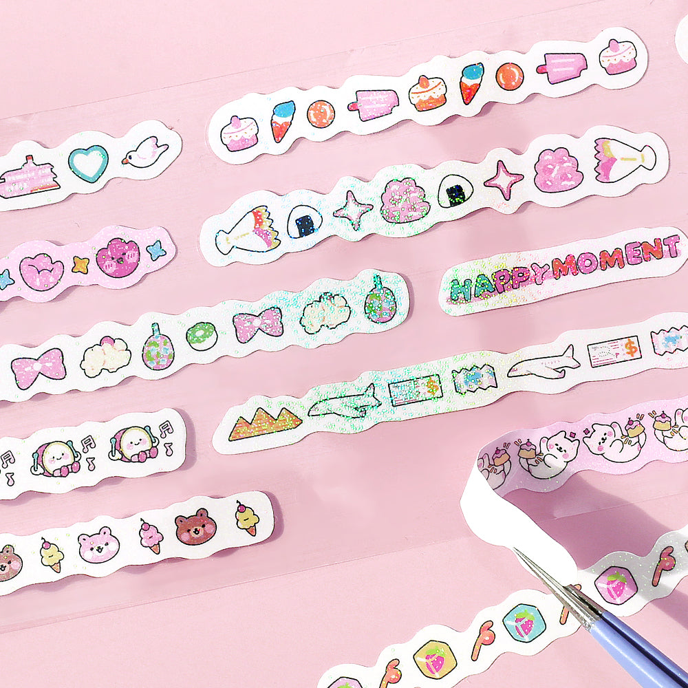 BGM Roll Sticker: Mini Linea in Rose Pink — BGM washi roll sticker — decorative tape sticker for planners and journaling, at Cityluxe Singapore