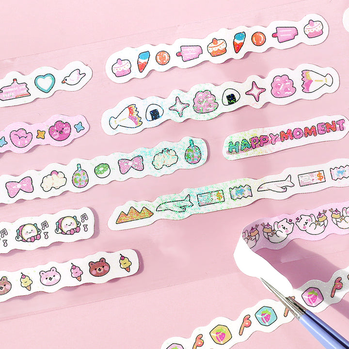 BGM Roll Sticker: Mini Linea in Rose Pink — BGM washi roll sticker — decorative tape sticker for planners and journaling, at Cityluxe Singapore