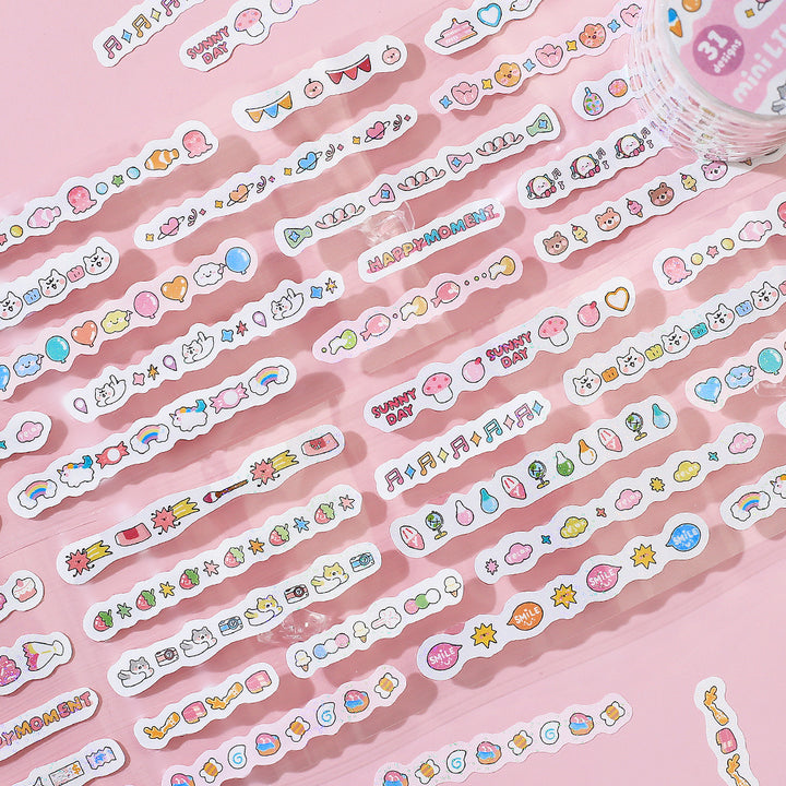 BGM Roll Sticker: Mini Linea in Rose Pink — BGM washi roll sticker — decorative tape sticker for planners and journaling, at Cityluxe Singapore