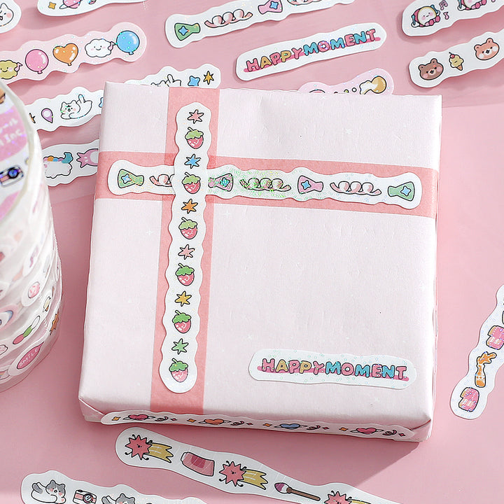 BGM Roll Sticker: Mini Linea in Rose Pink — BGM washi roll sticker — decorative tape sticker for planners and journaling, at Cityluxe Singapore