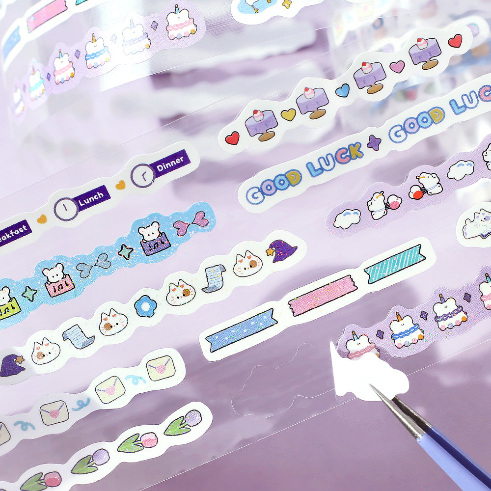 BGM Roll Sticker: Mini Linea in Purple — BGM washi roll sticker — decorative tape sticker for planners and journaling, at Cityluxe Singapore
