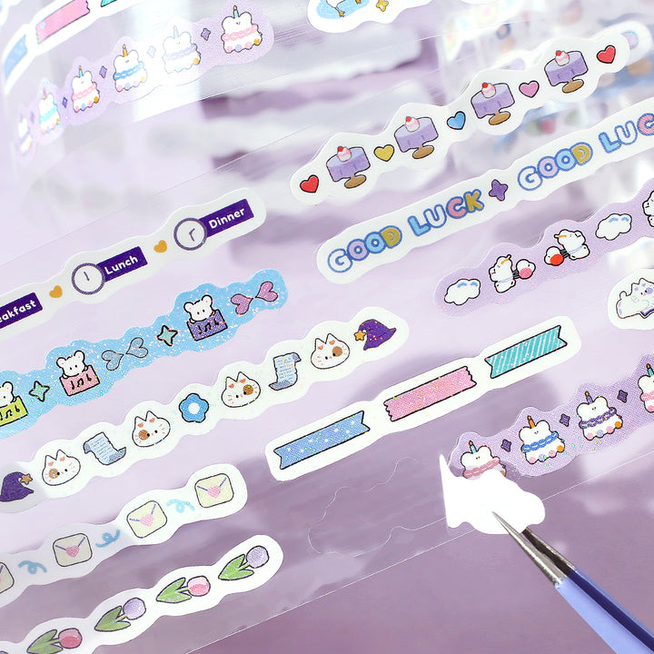 BGM Roll Sticker: Mini Linea in Purple — BGM washi roll sticker — decorative tape sticker for planners and journaling, at Cityluxe Singapore
