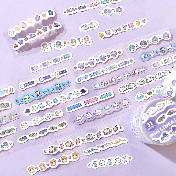 BGM Roll Sticker: Mini Linea in Purple — BGM washi roll sticker — decorative tape sticker for planners and journaling, at Cityluxe Singapore