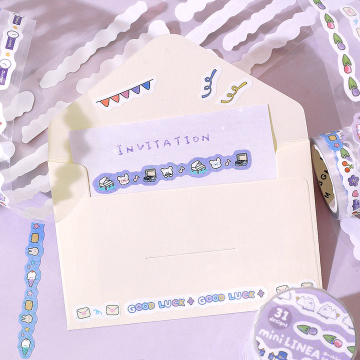 BGM Roll Sticker: Mini Linea in Purple — BGM washi roll sticker — decorative tape sticker for planners and journaling, at Cityluxe Singapore