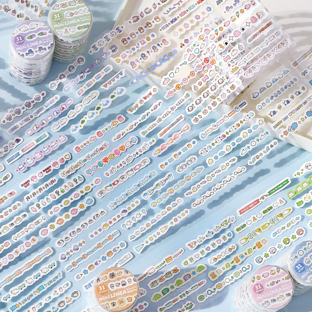 BGM Roll Sticker: Mini Linea in Purple — BGM washi roll sticker — decorative tape sticker for planners and journaling, at Cityluxe Singapore