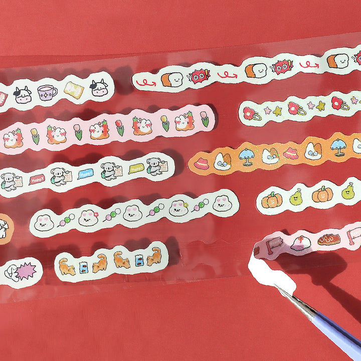 BGM Roll Sticker: Mini Linea in Red — BGM washi roll sticker — decorative tape sticker for planners and journaling, at Cityluxe Singapore