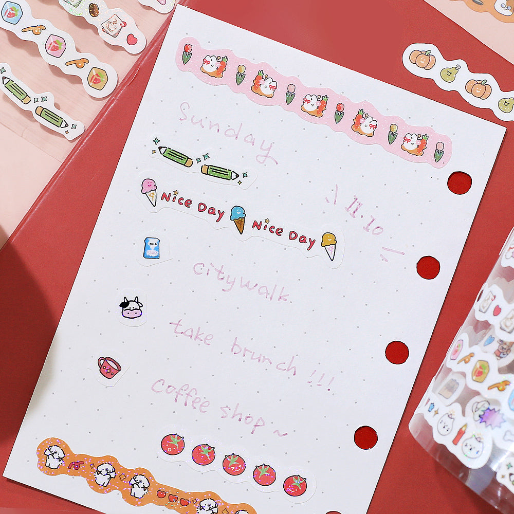 BGM Roll Sticker: Mini Linea in Red — BGM washi roll sticker — decorative tape sticker for planners and journaling, at Cityluxe Singapore
