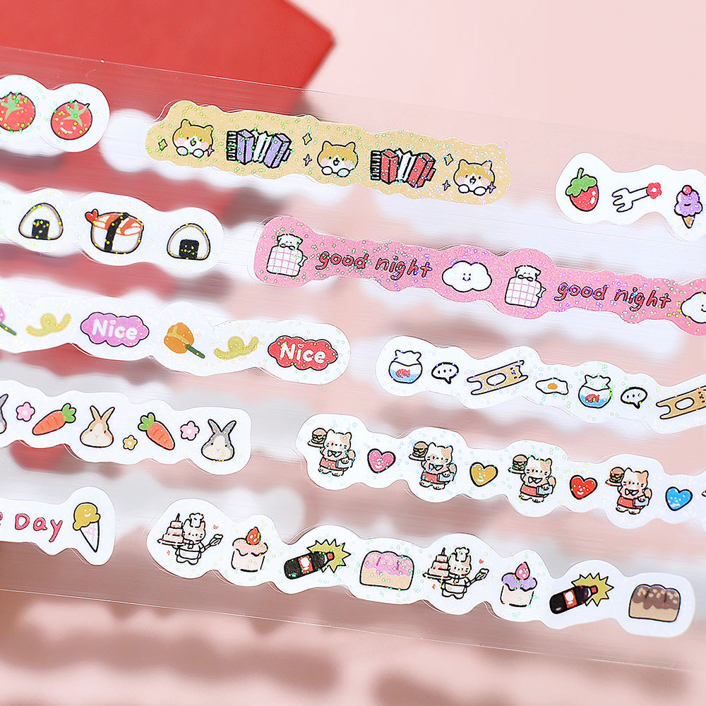BGM Roll Sticker: Mini Linea in Red — BGM washi roll sticker — decorative tape sticker for planners and journaling, at Cityluxe Singapore