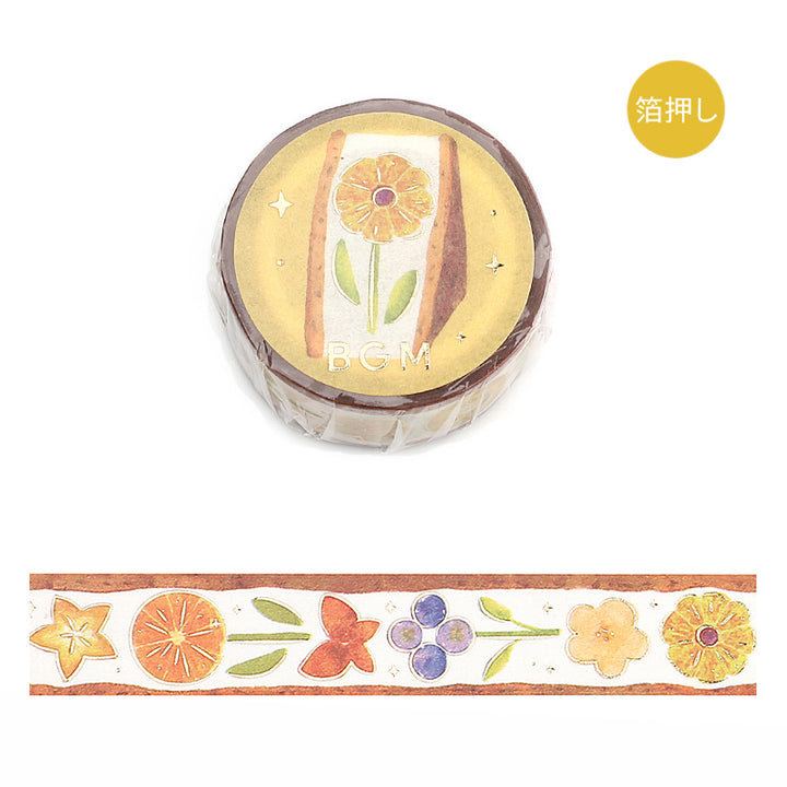 BGM Foil Stamping Masking Tape: Fruit Sandwich in Flower — BGM masking tape — decorative paper tape for journaling and scrapbooking, at Cityluxe Singapore